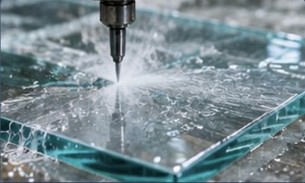 Illustrative waterjet cutting of Glass